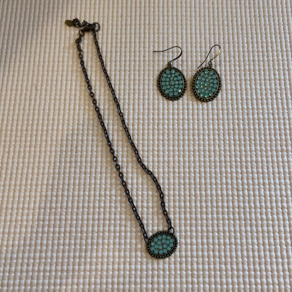 Matching necklace and earrings.